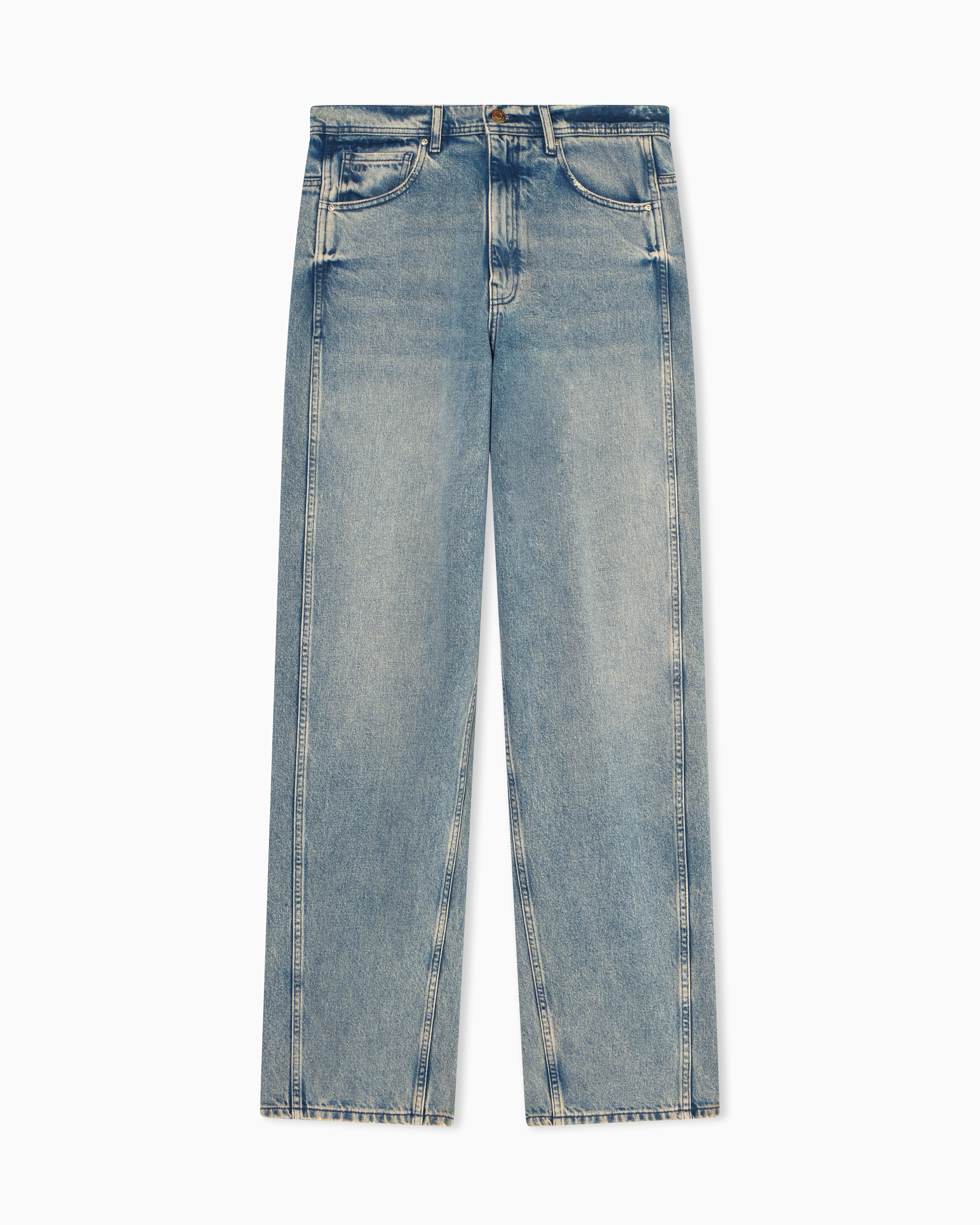 Relaxed Fit Denim Mid Blue Used Look Jeans