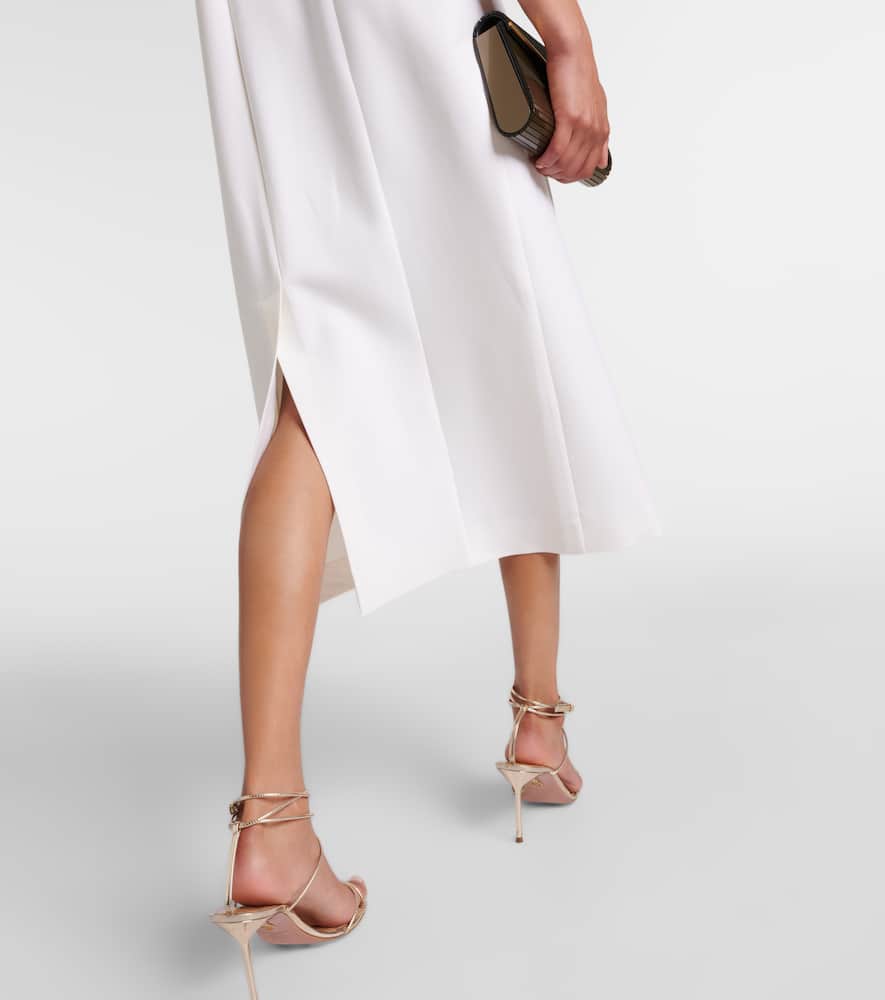 Lace-trimmed wool-blend midi dress