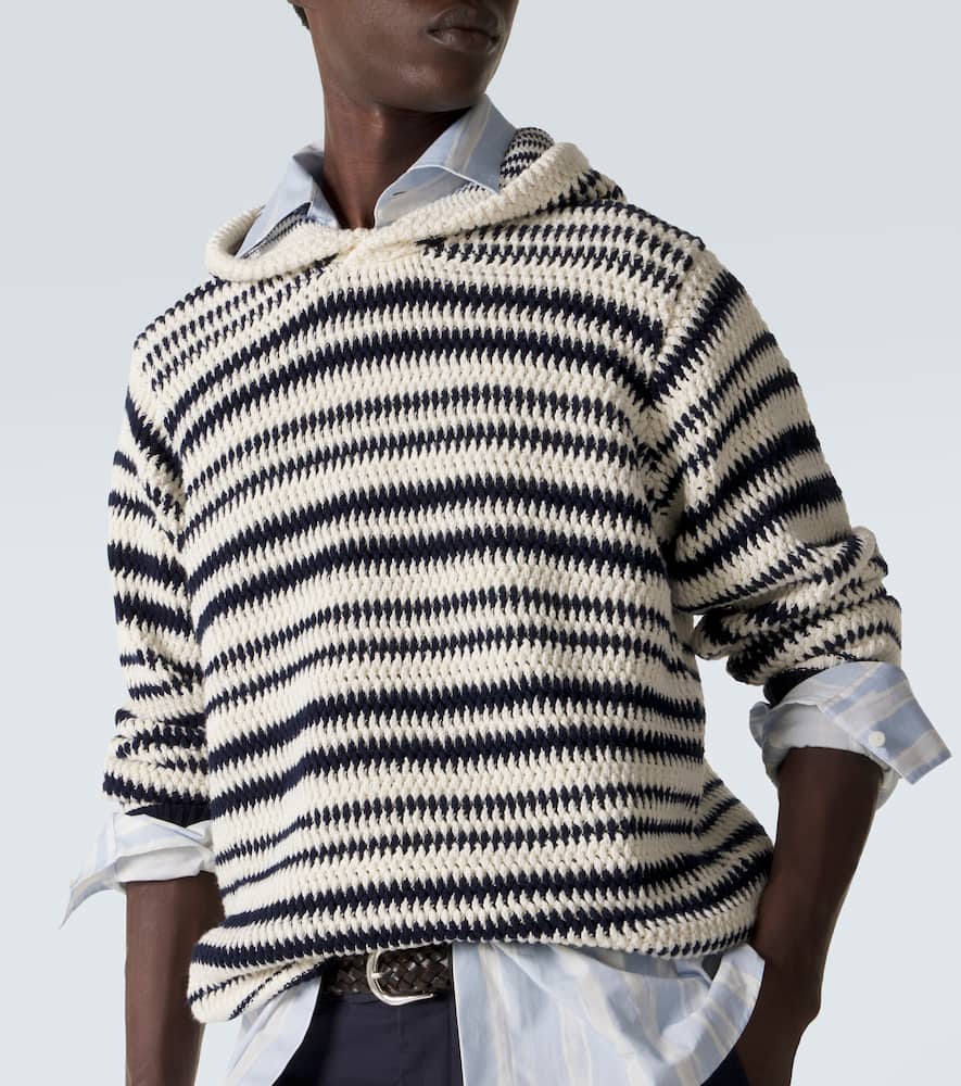 Kirk striped crochet cotton hoodie