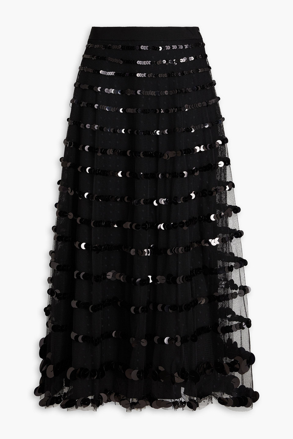 Sequined point d'espirit midi skirt - Black - IT 36
