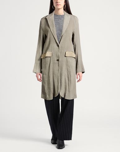 Woman Overcoat & Trench Coat Grey Size M Linen, Viscose, Cupro
