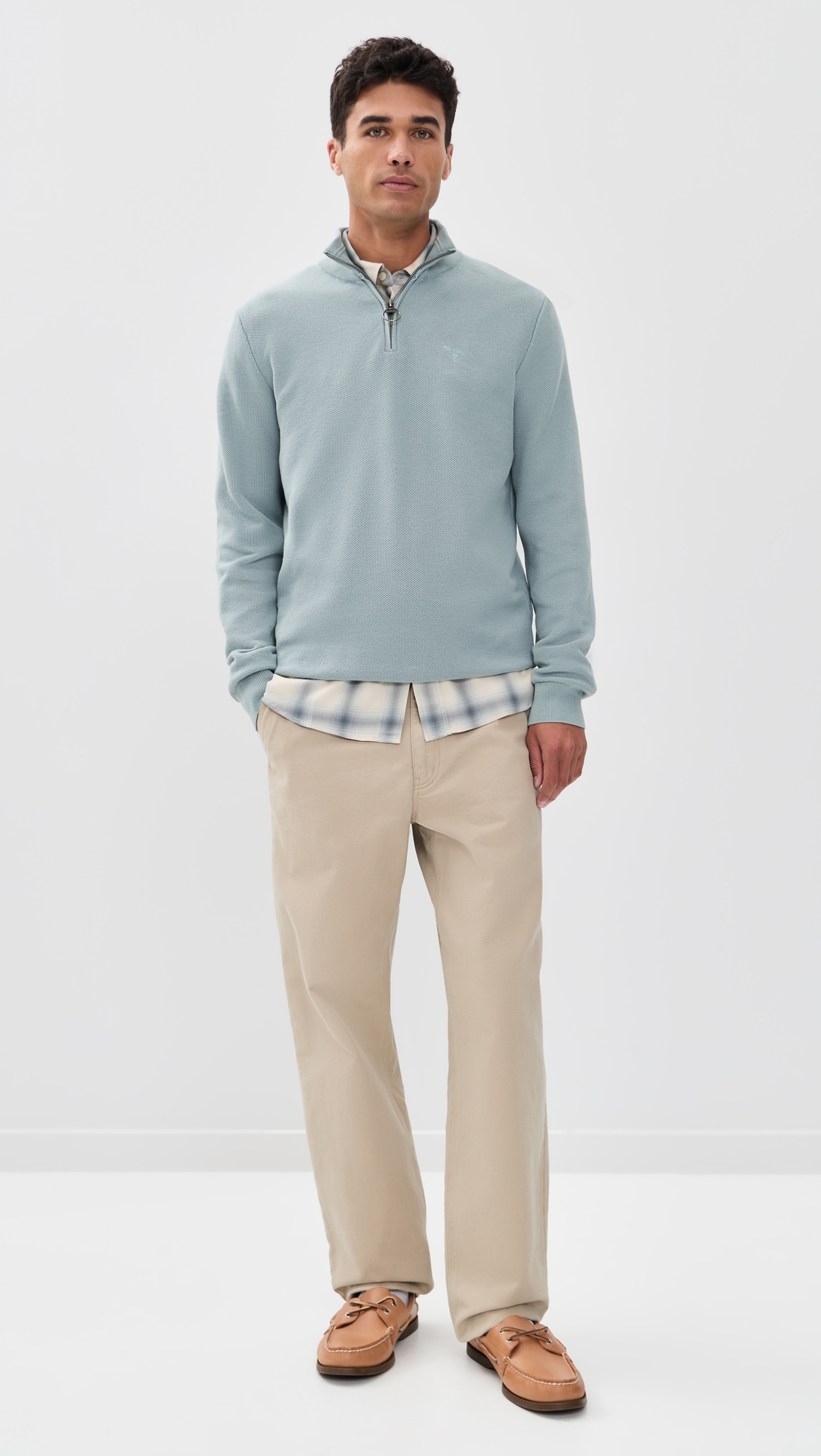 Essential Honeycomb Half Zip Sweater Slate