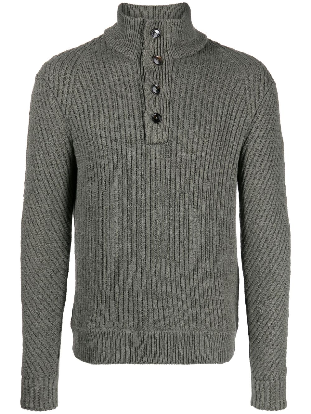Chunky-ribbed cotton jumper - Green
