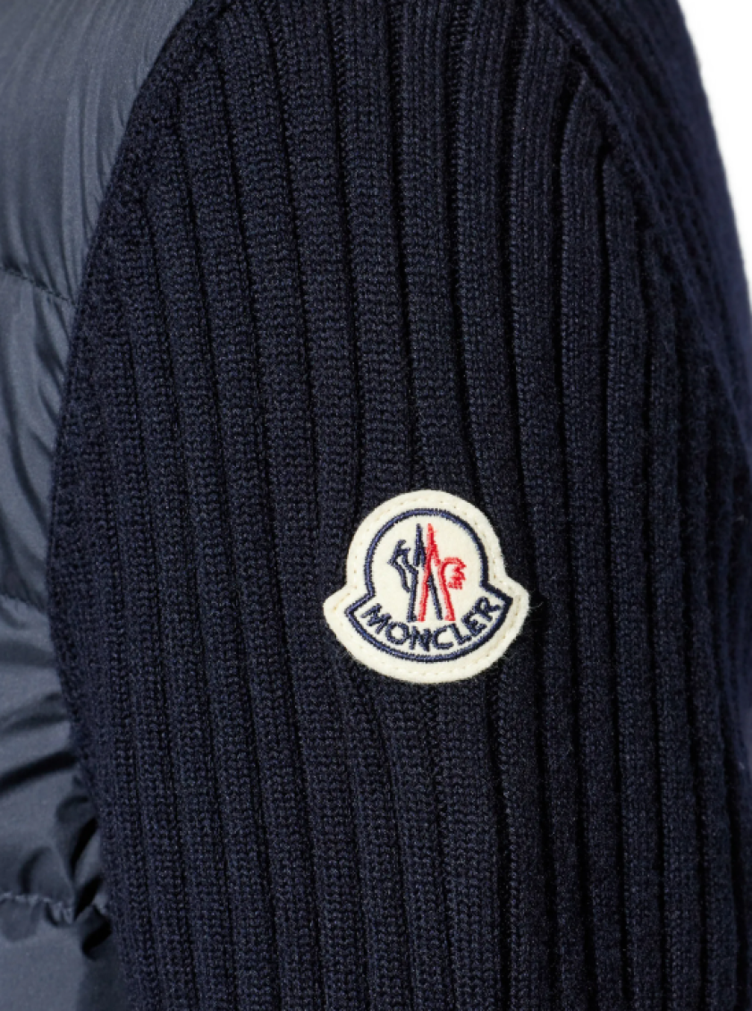 Moncler - cardigan quilted front and ribbed sleeve
