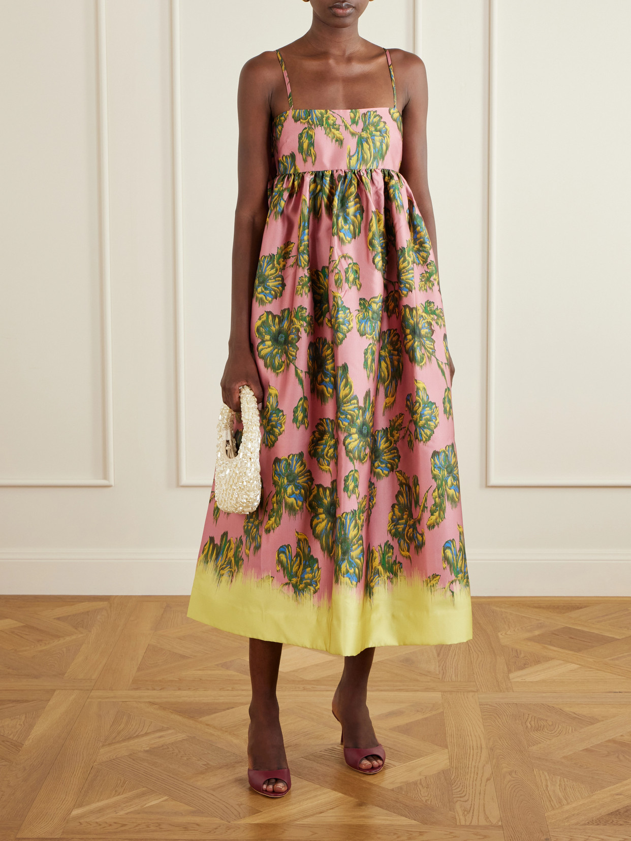 Faye Tie-detailed Floral-print Twill Midi Dress - Multi