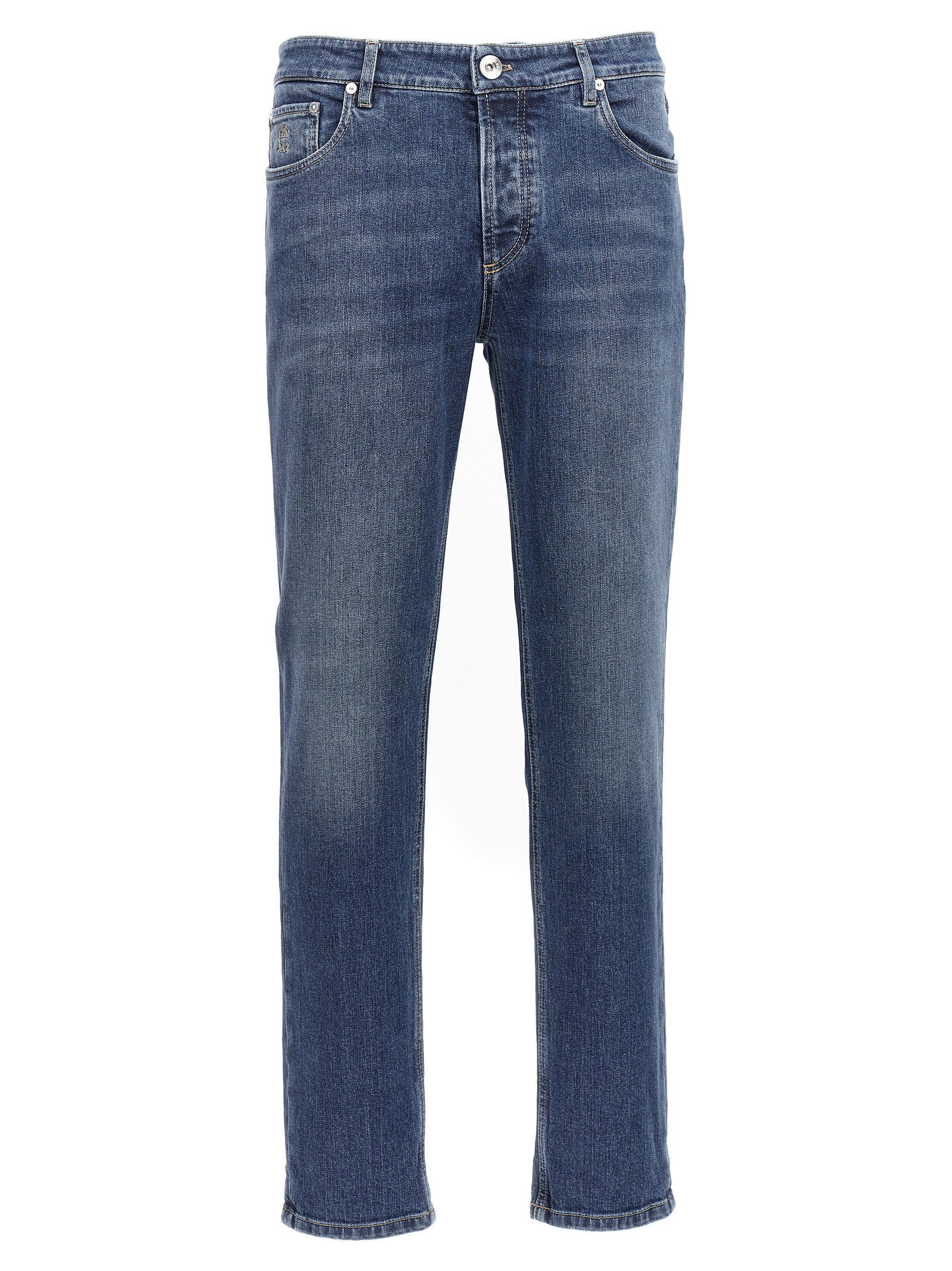 Logo Embroidery Stretch Jeans