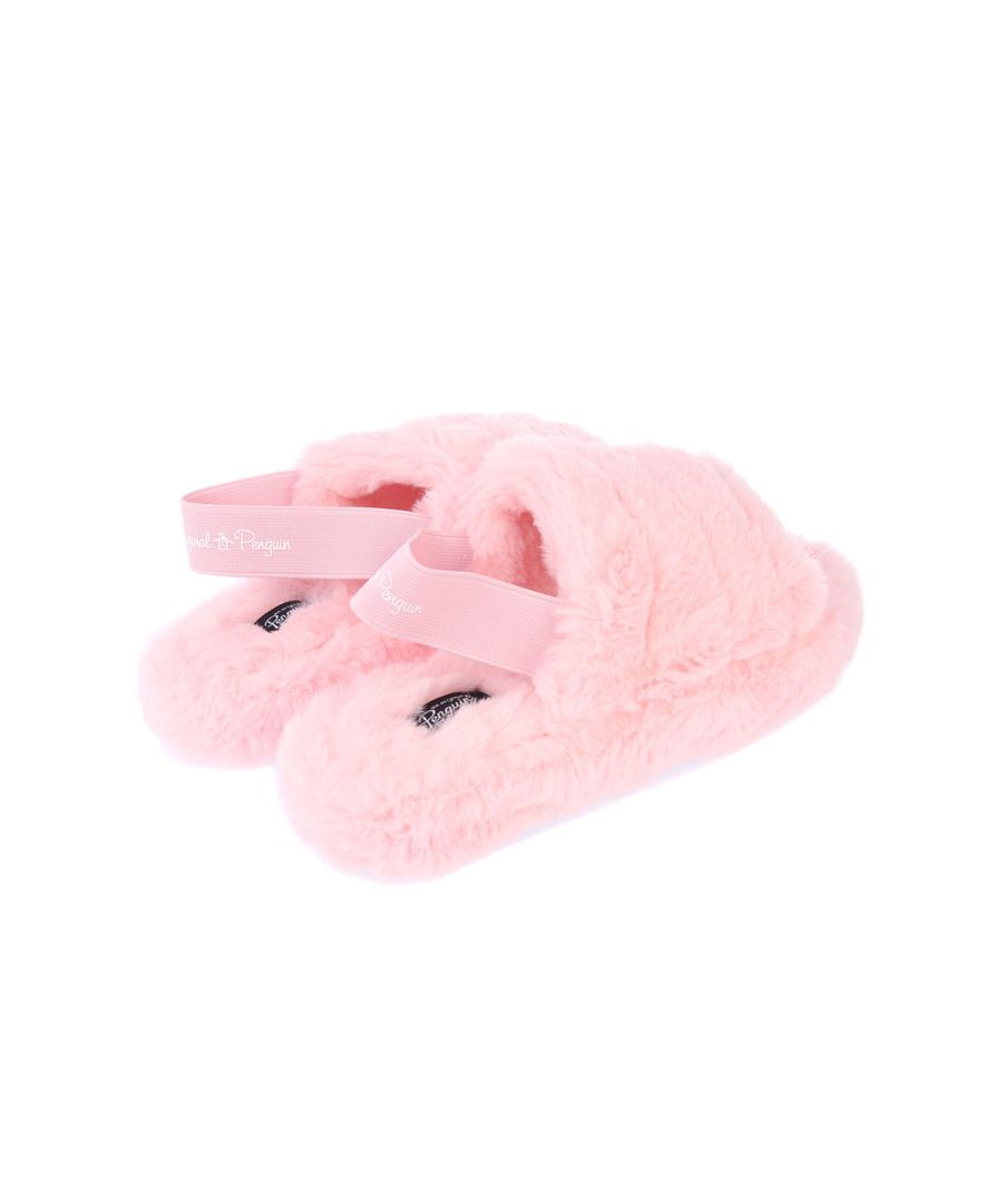 Original Penguin Girls Girl's Junior Fluffy Slipper in Pink Textile