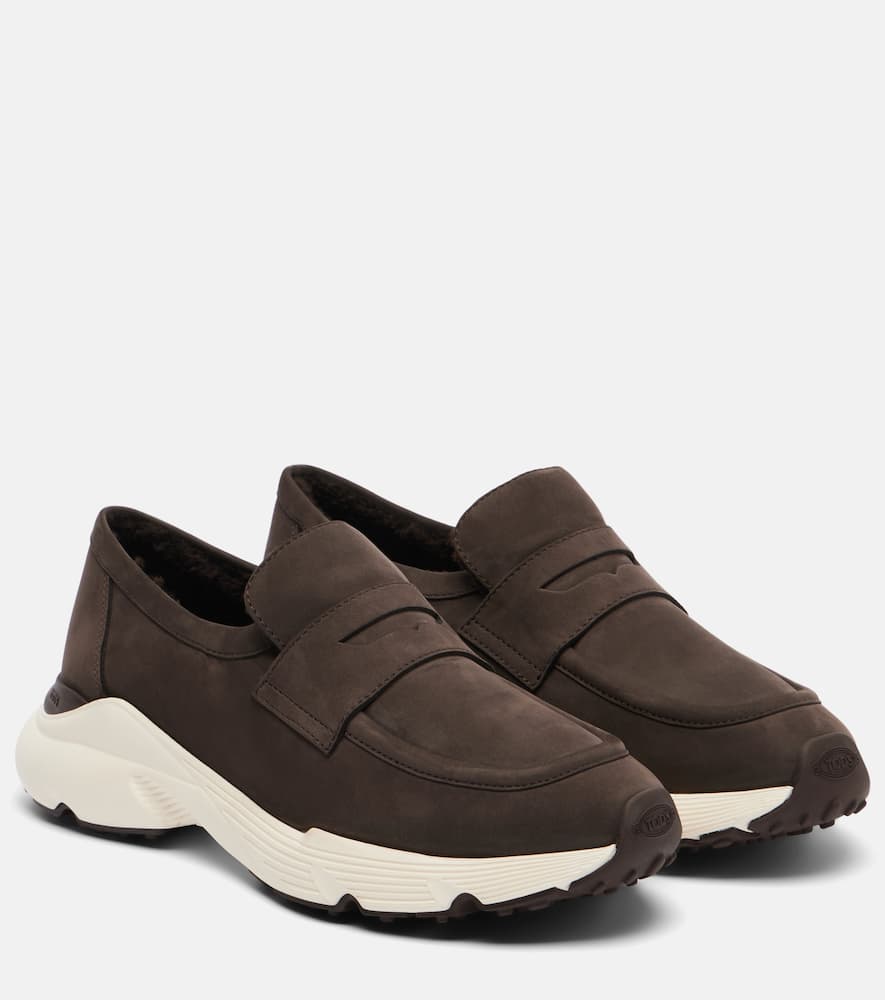 Shearling-lined leather slip-on shoes