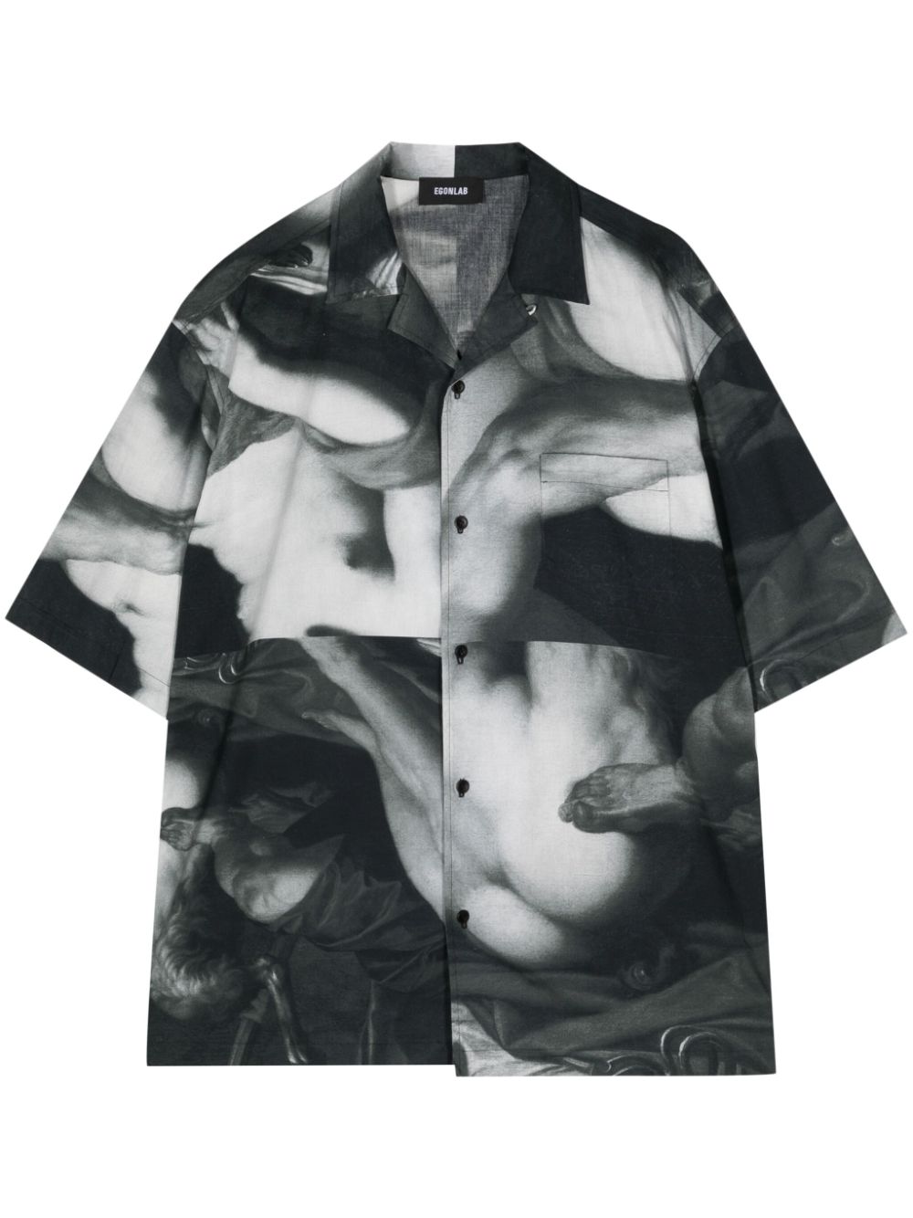 Graphic-print cotton shirt - Black