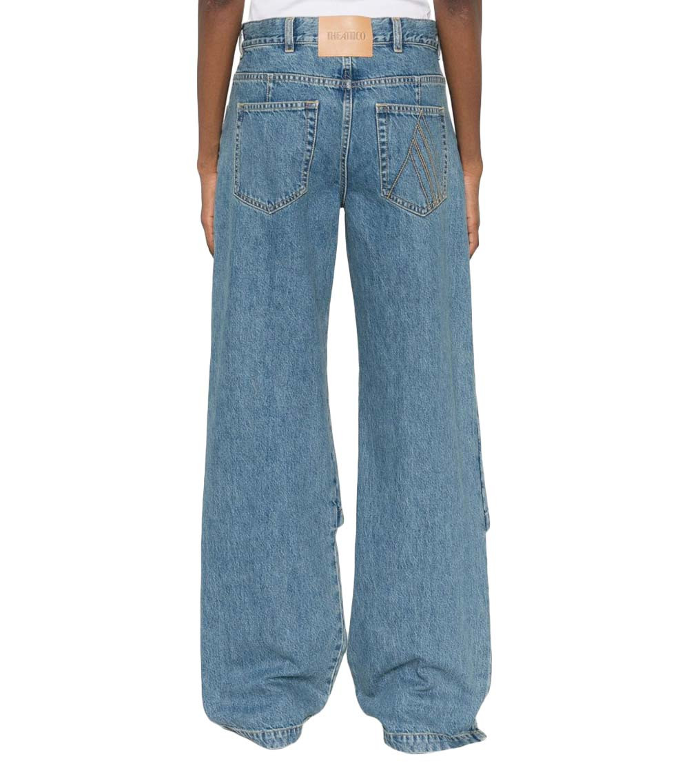 Blue Jeans With Logo Detail On The Pocket And Logo Patch On The Rear In Denim Woman