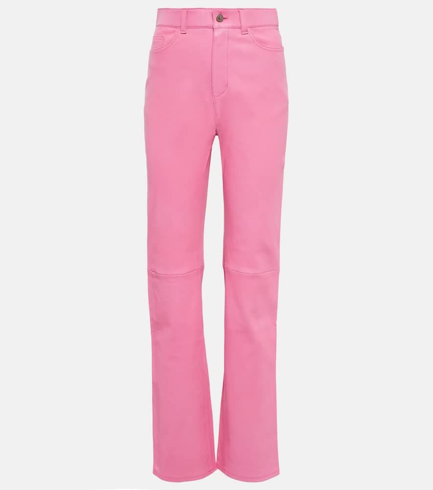 Terry high-rise straight leather pants