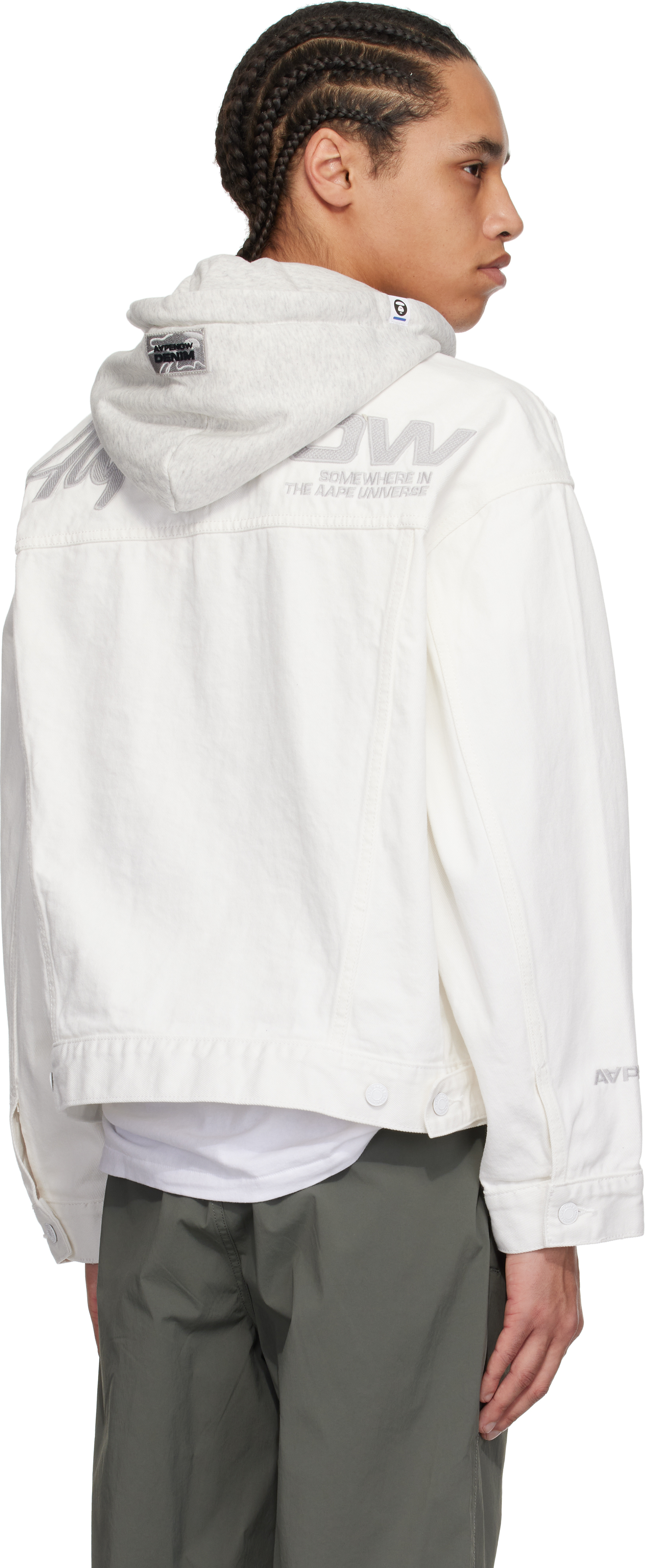 AAPE by A Bathing Ape White 'AAPE Now' Light Weight Denim Jacket