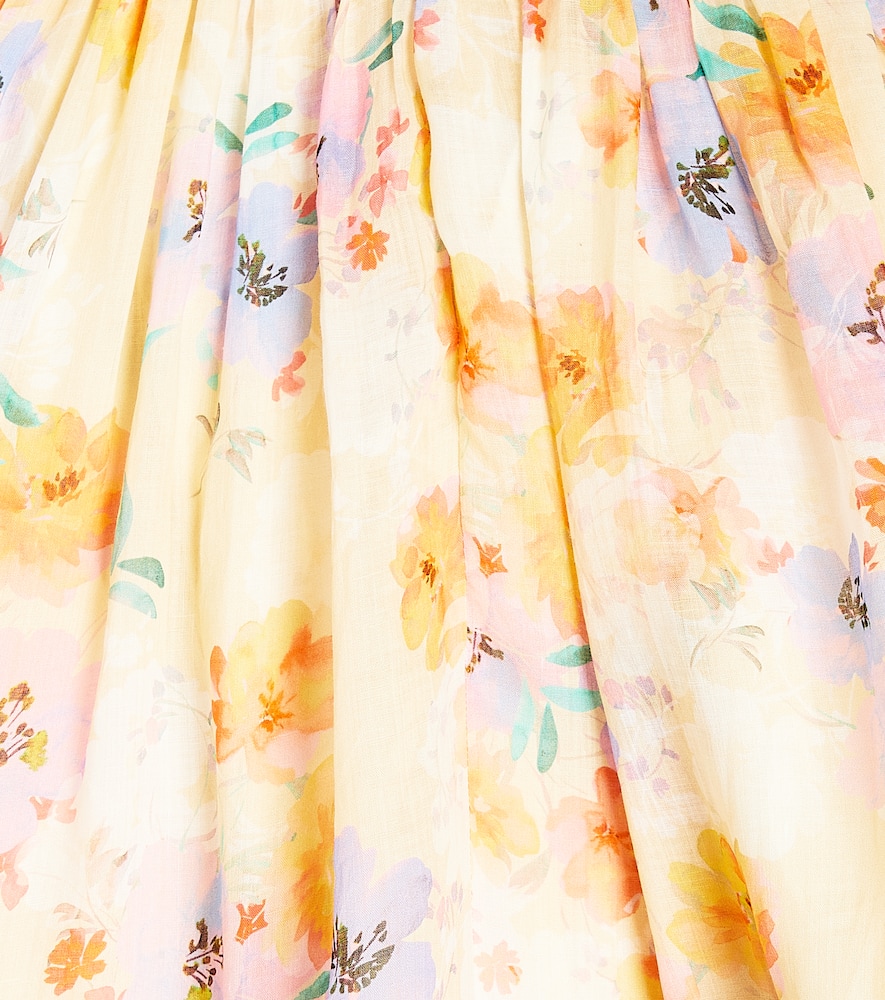 Petite Amalie Ruffled floral linen dress