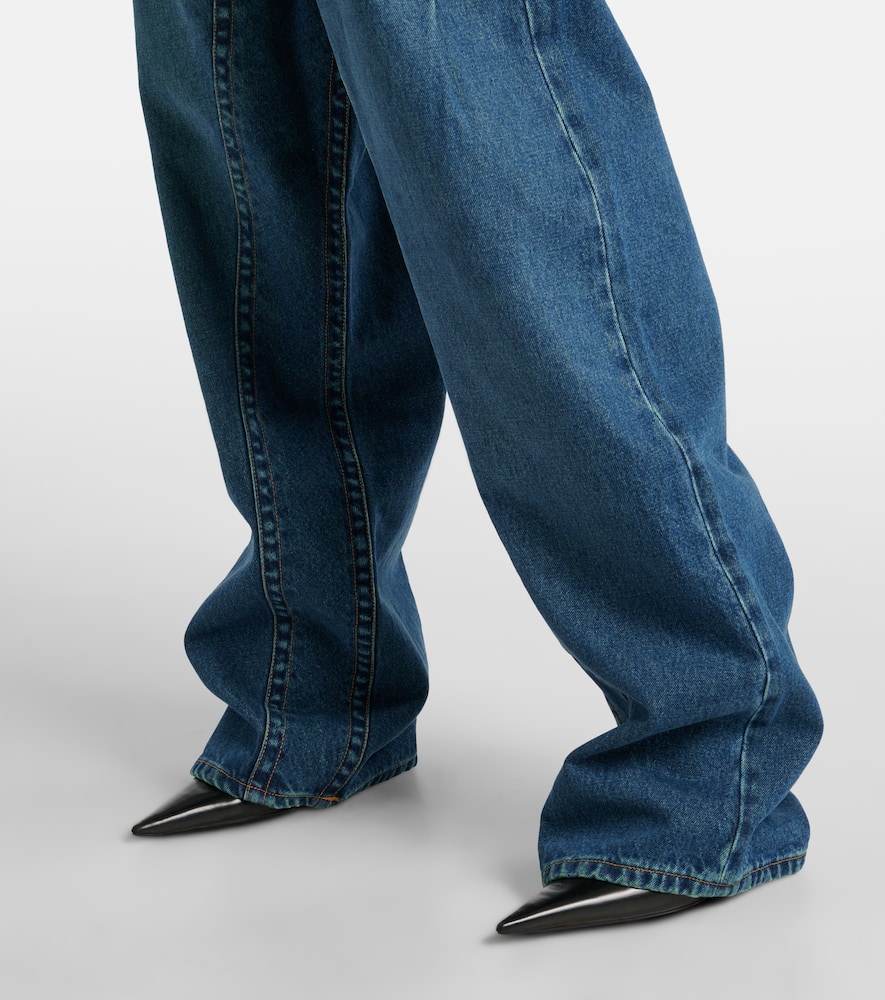 Logo low-rise wide-leg jeans
