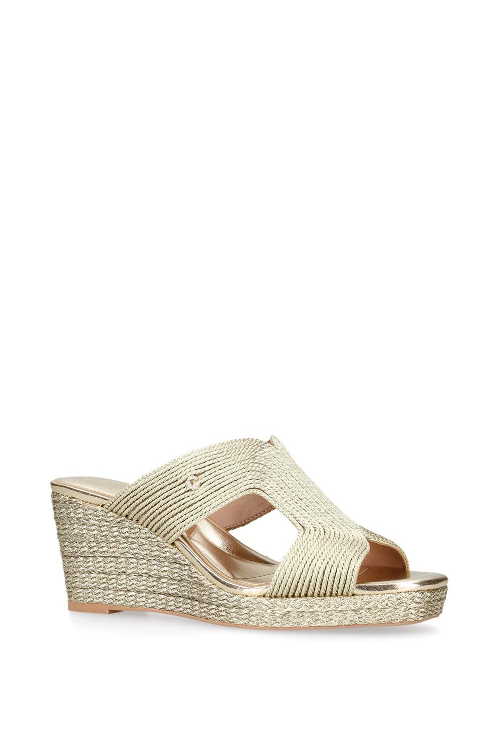 Carvela Women's 'Gala Wedge Mule 70' Fabric Heels in Gold