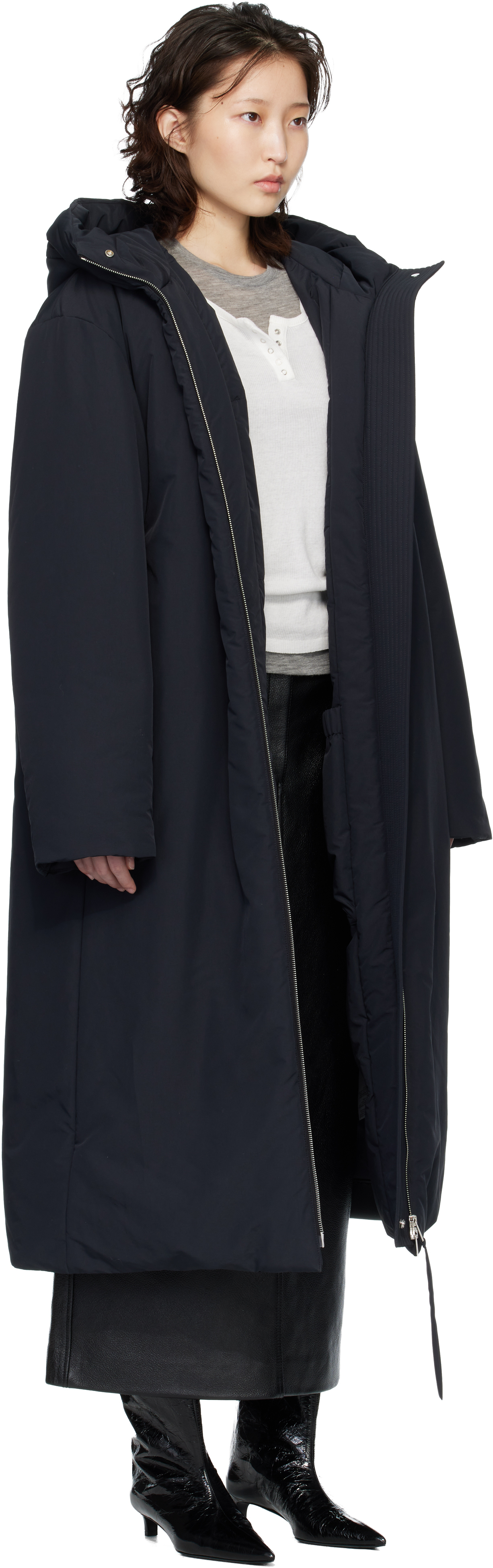 Black Relaxed Fit Long Down Coat