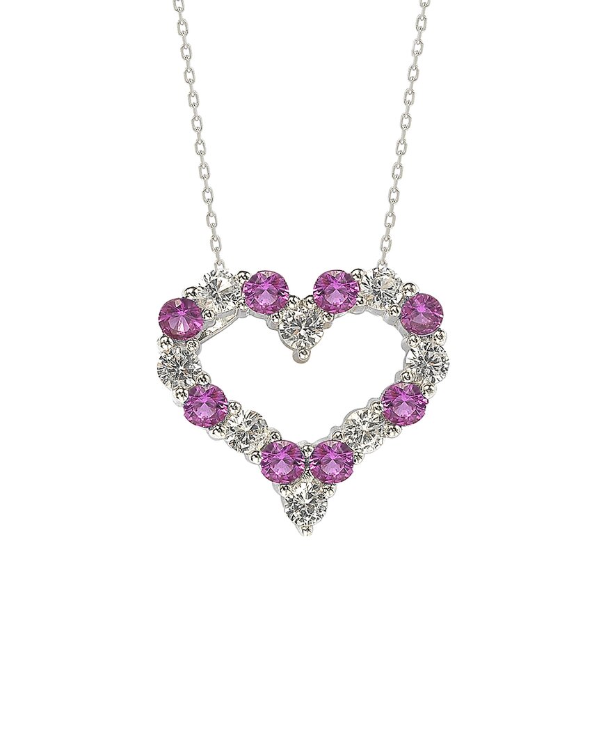 Silver 0.02 Ct. Tw. Diamond & Sapphire Pendant Necklace