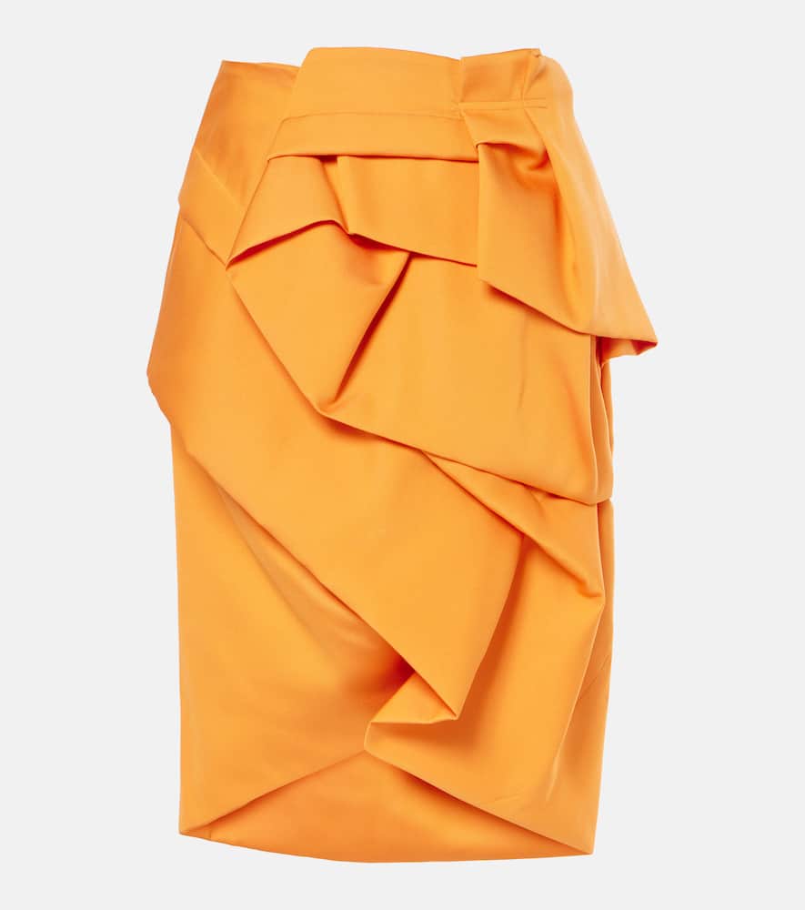 Draped satin midi skirt