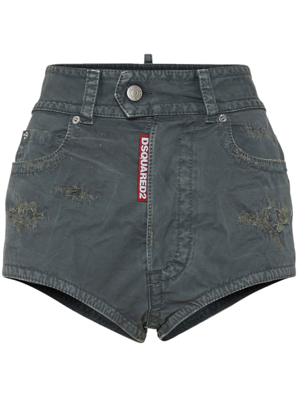 High-rise denim shorts - Grey