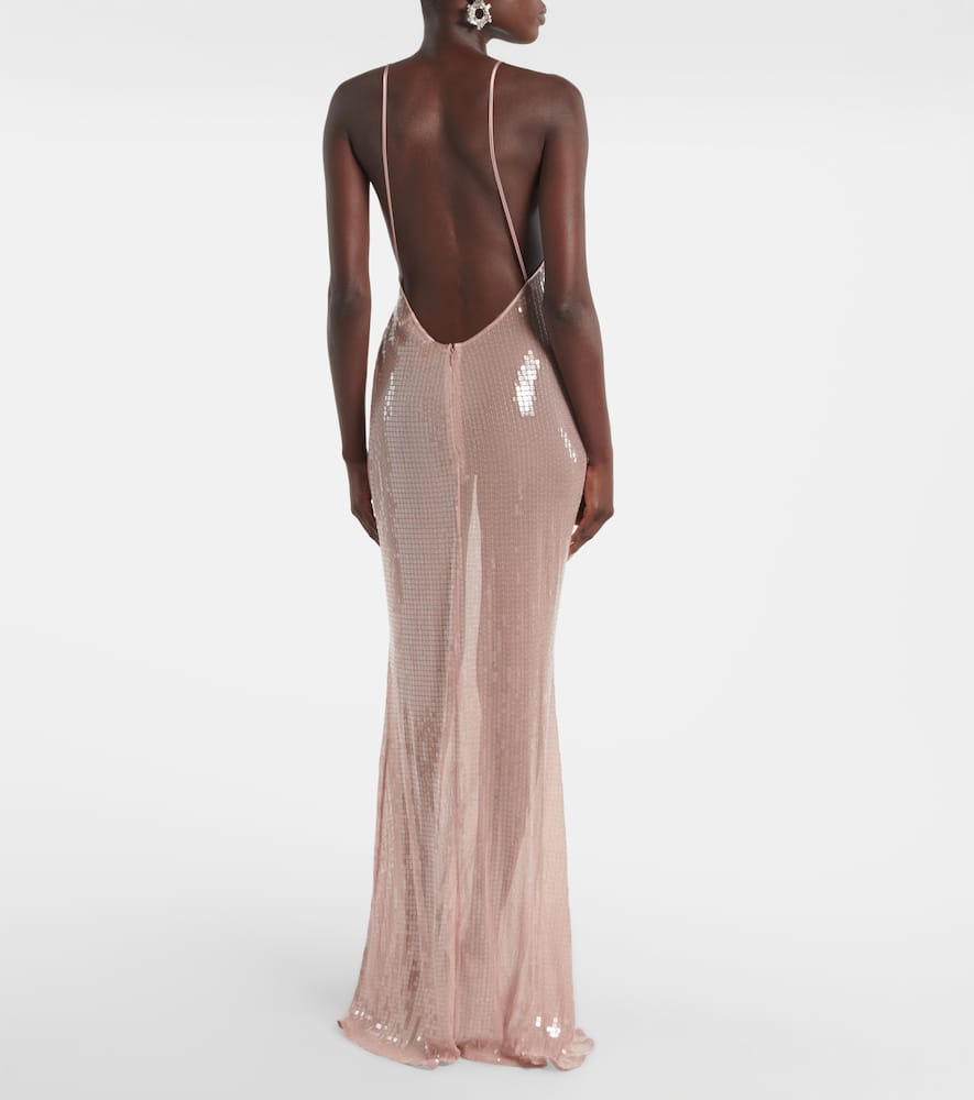 Claudie sequined sheer maxi dress
