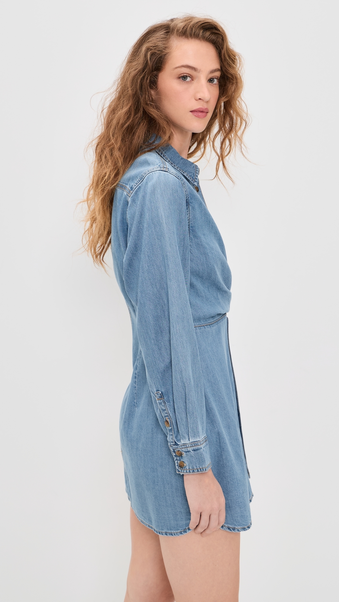 Denim Wrap Shirt Dress Indigo266