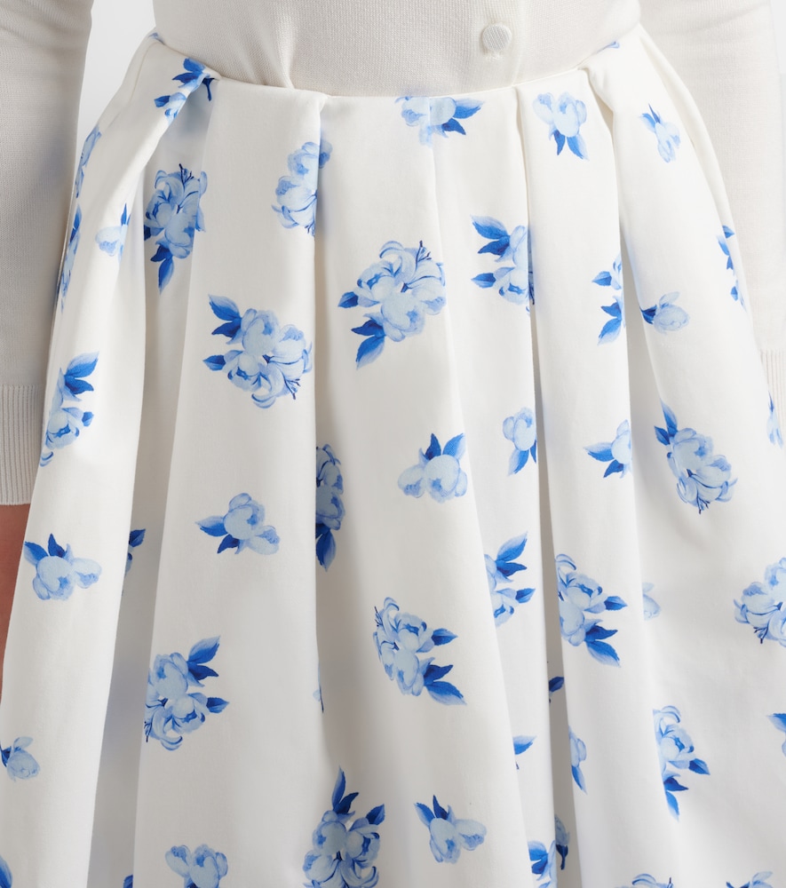 Victoria floral pleated cotton maxi skirt