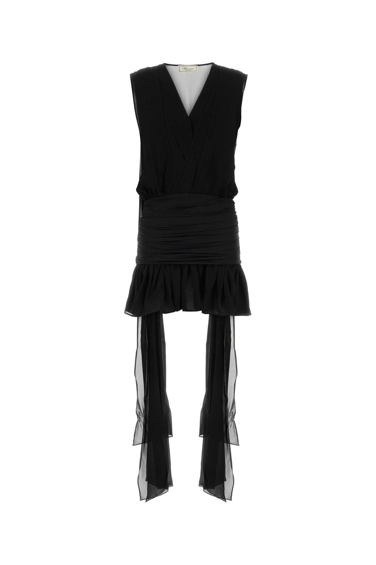 Ruched Viscose Dress — Black