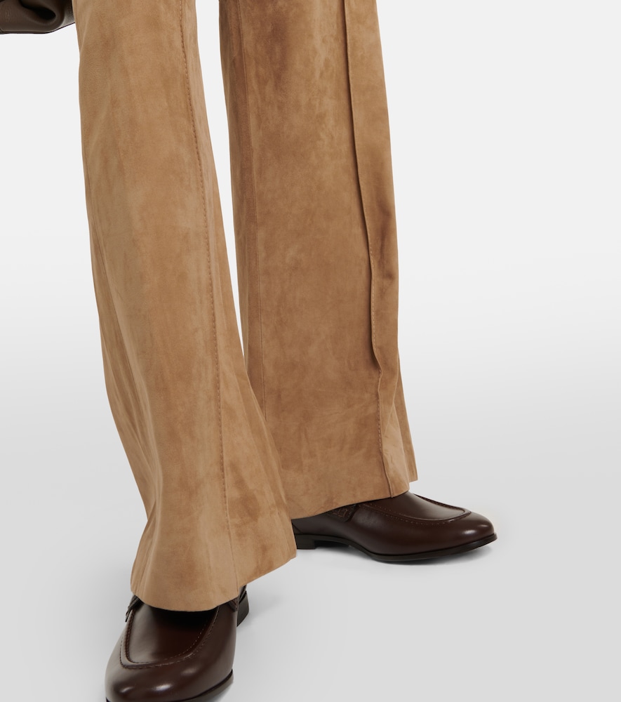 Wide-leg suede pants
