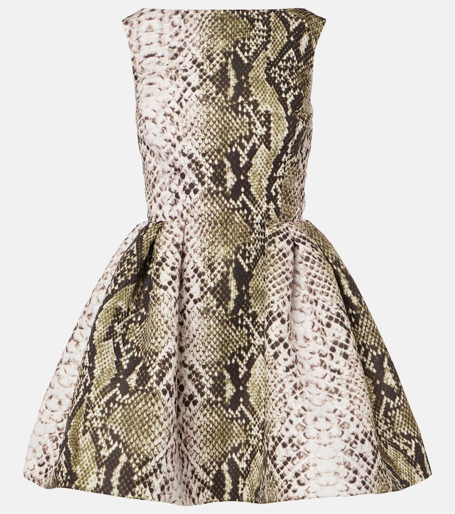 Snake-print faille minidress