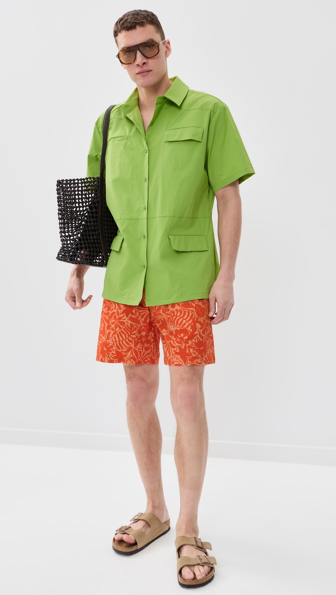 Bradley Nylon Camp Shirt Army Green