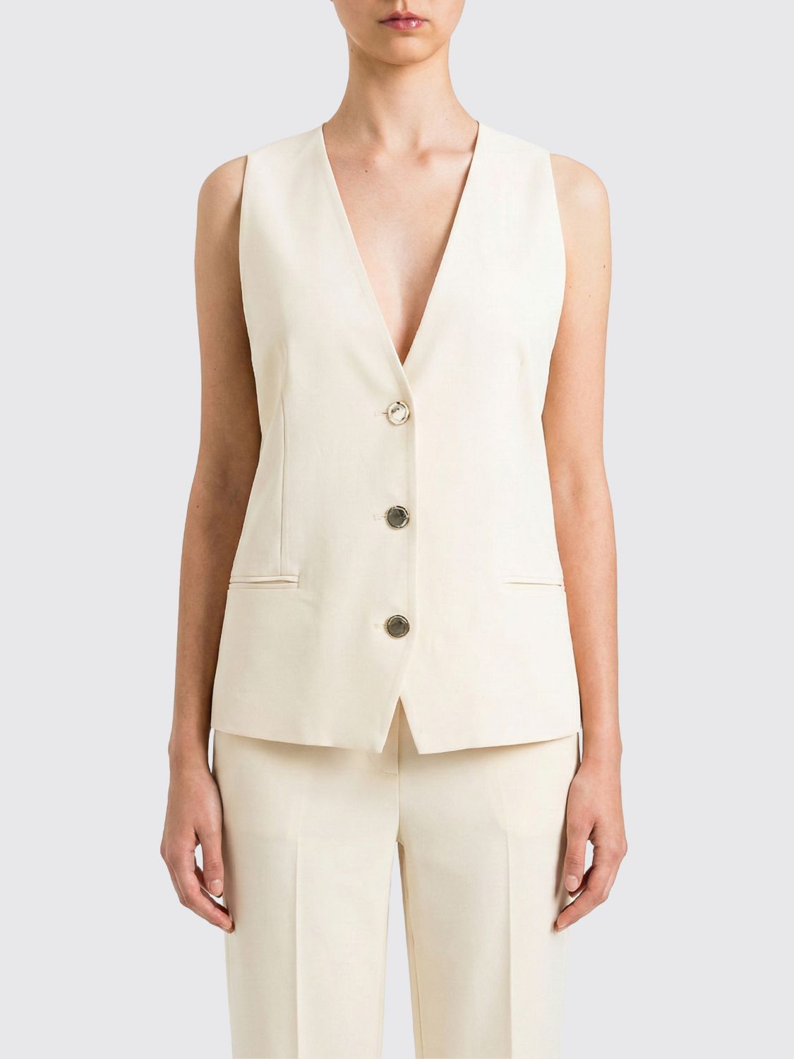 Waistcoat Woman color Yellow Cream