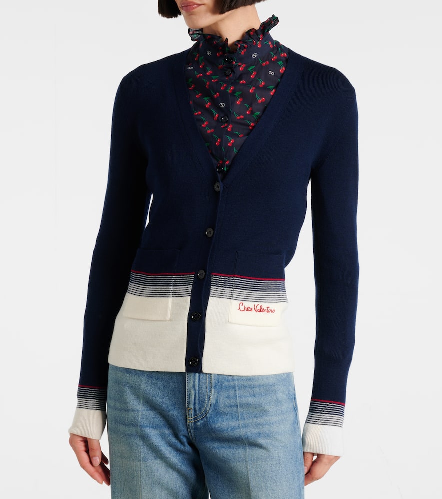 Striped virgin wool cardigan