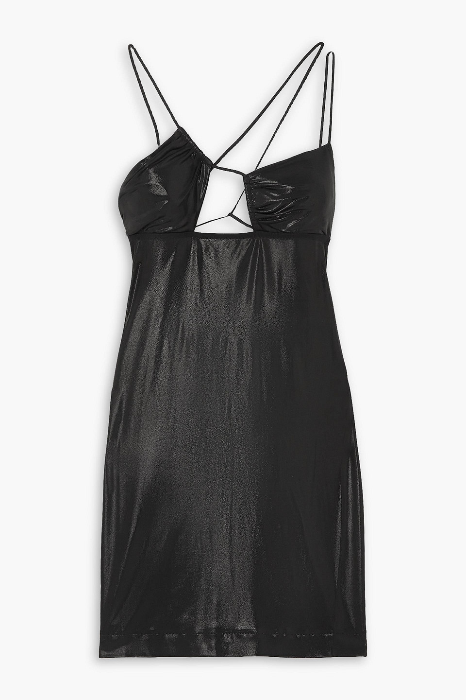 Cutout metallic stretch-jersey mini dress