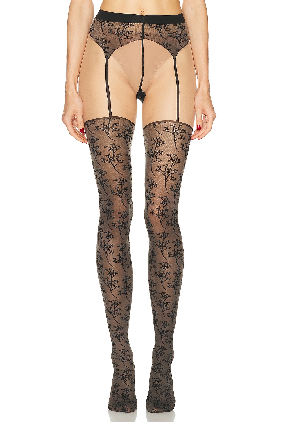 Wolford TIGHTS in Fairly Light & Black - Black. L also in M