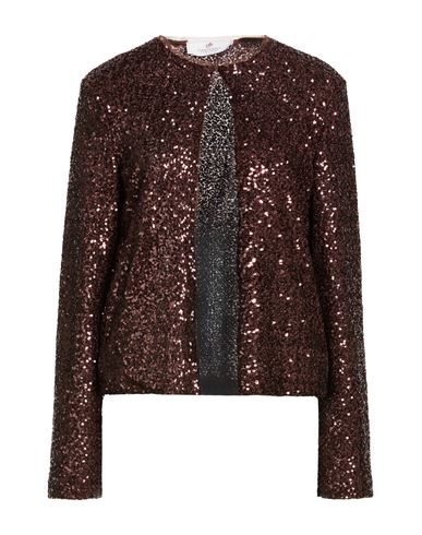 Woman Jacket Dark brown Size 12 Polyester, Elastane