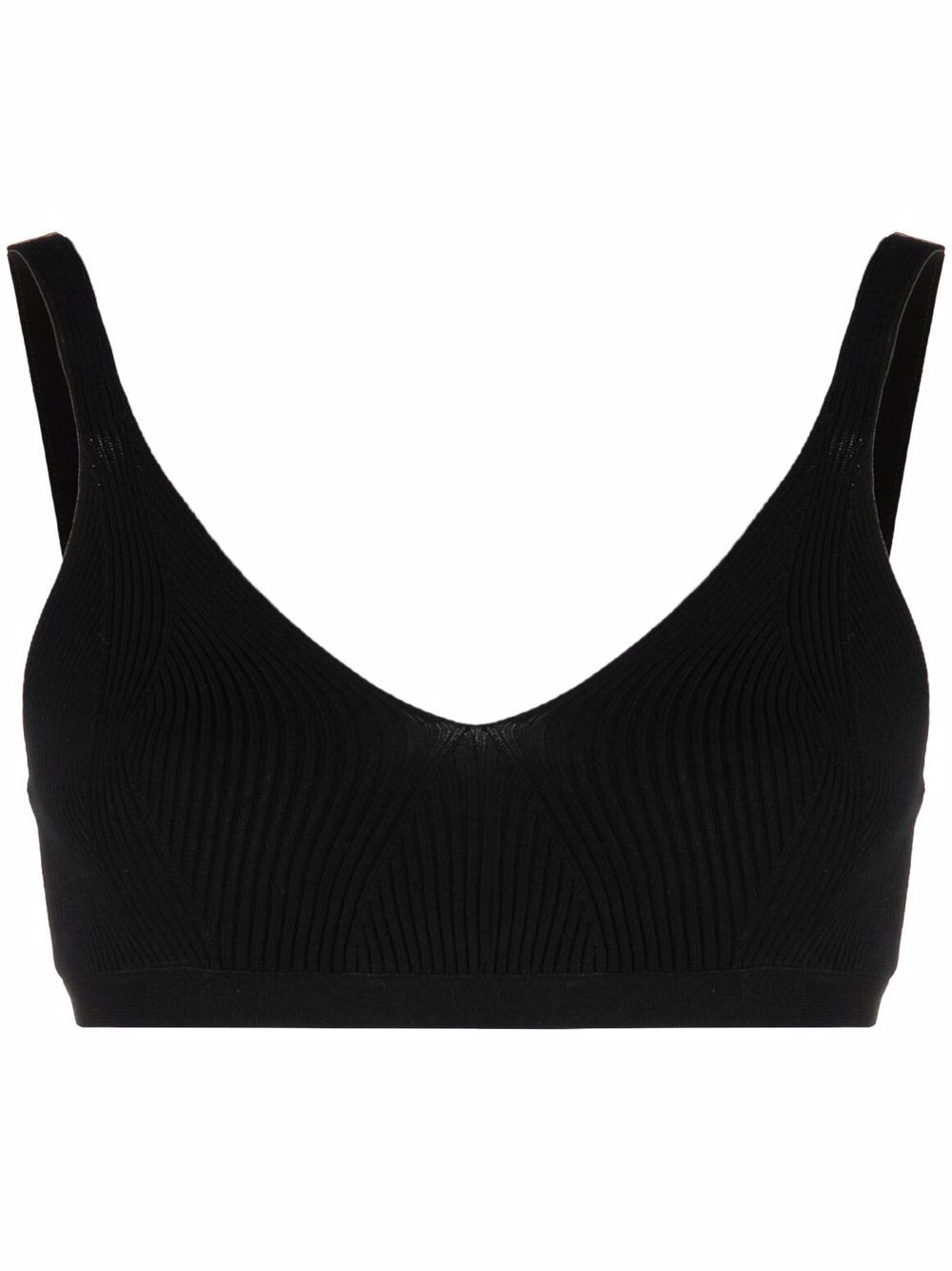 Ribbed-knit cropped bra - Black