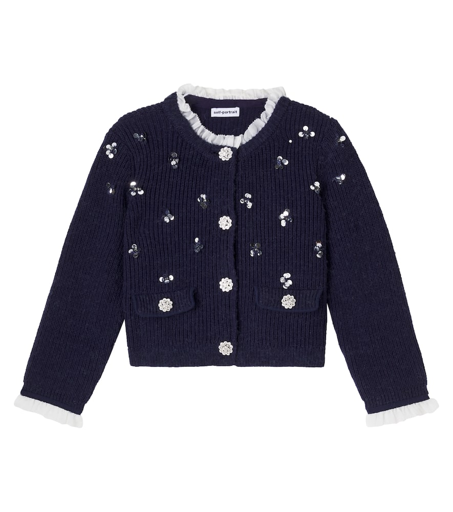 Embellished ribbed-knit cardigan