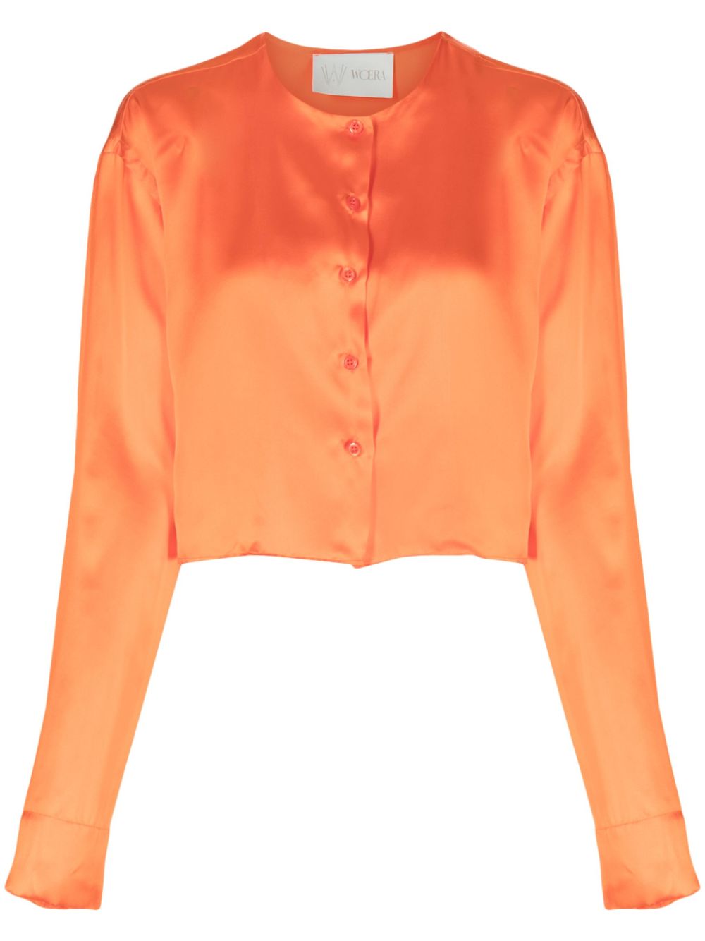 Collarless silk shirt - Orange