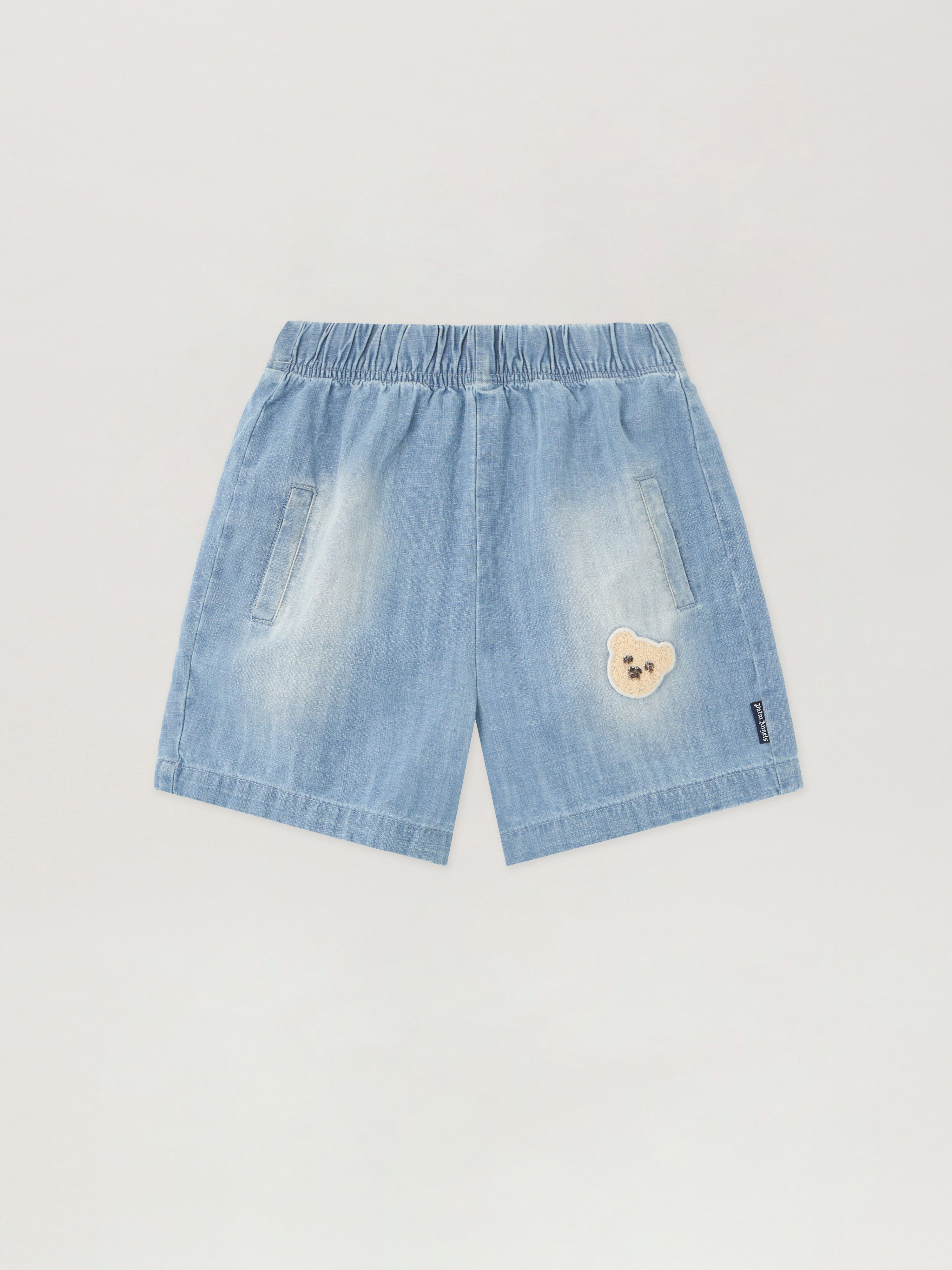 Bear Patch Chambray Shorts Kids  Celeste/light Blue