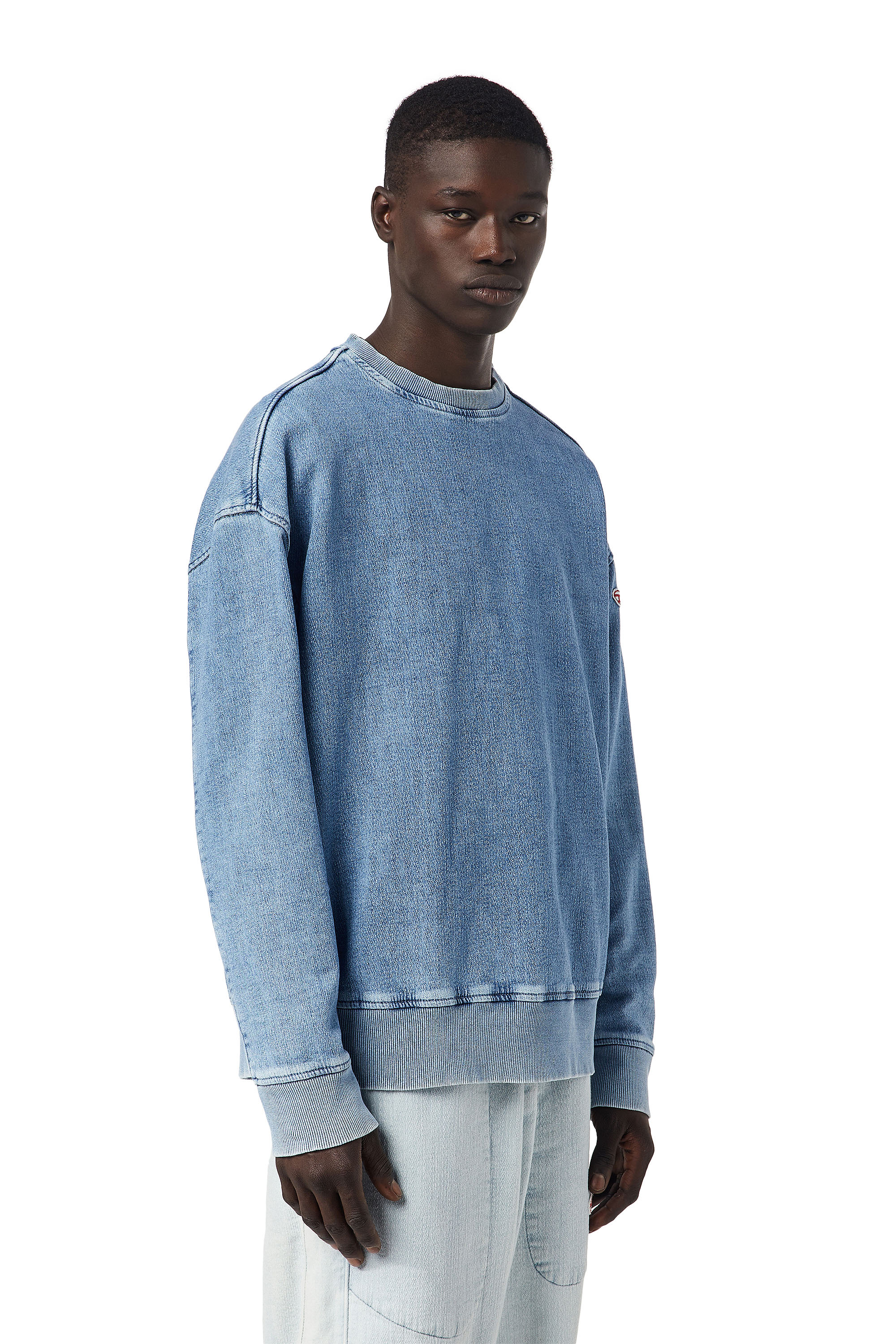 Washed-denim sweatshirt