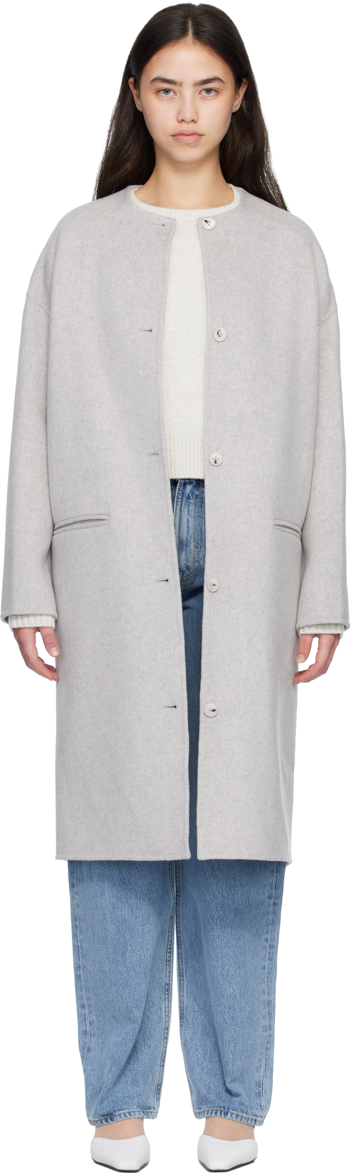 Gray KERRY Wool Cashmere Drap Oval Coat