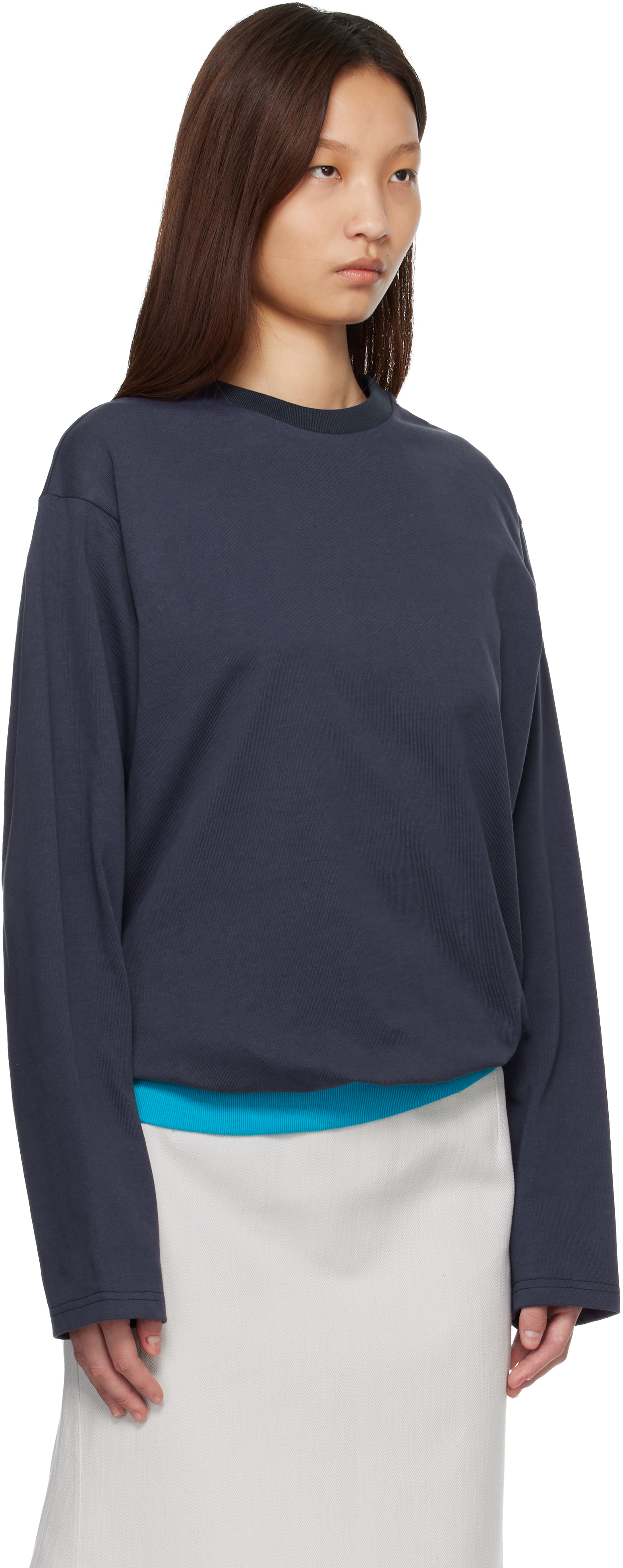 Navy Contrast Waistband T-Shirt
