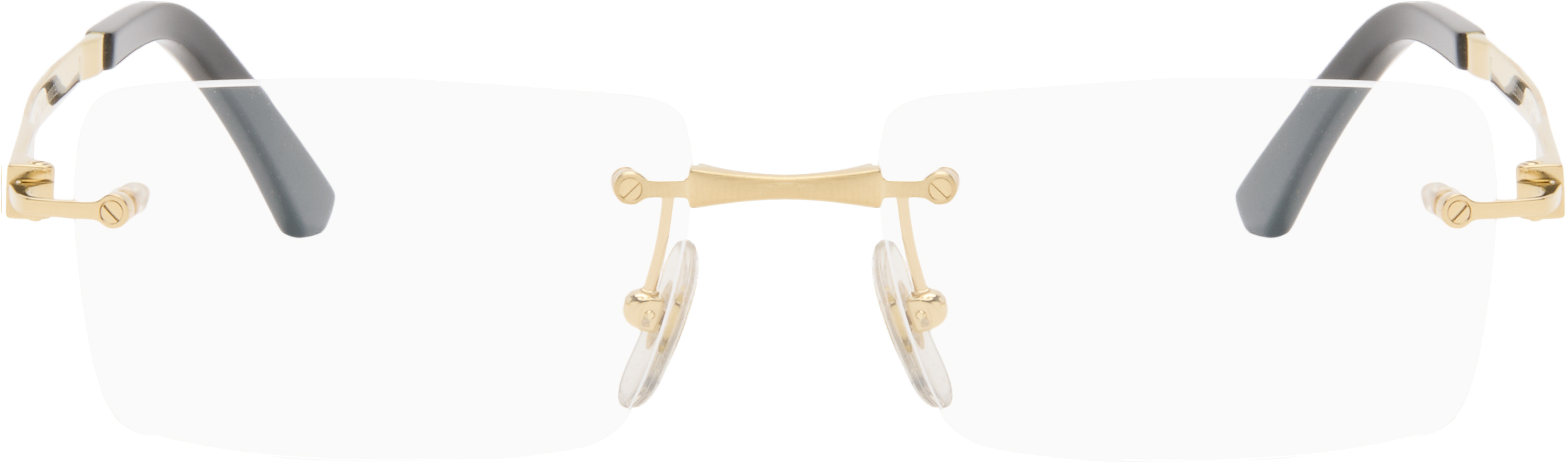 Gold 'Santos de ' Rectangular Titanium Glasses