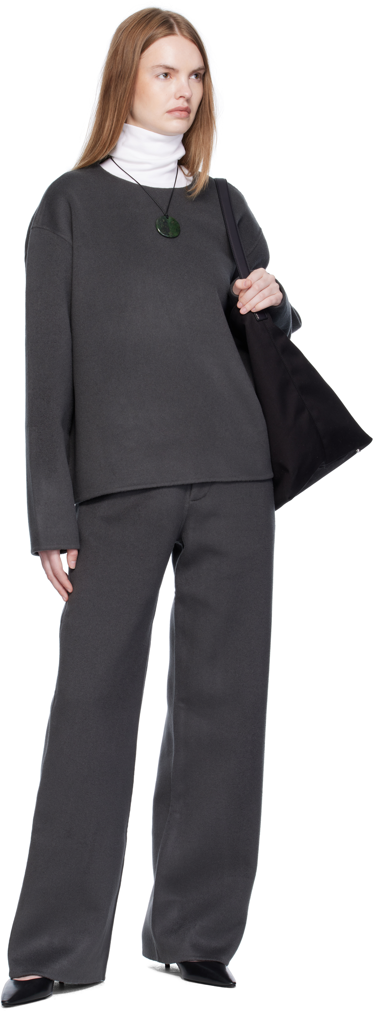 Gray Handmade Wool Cashmere Top