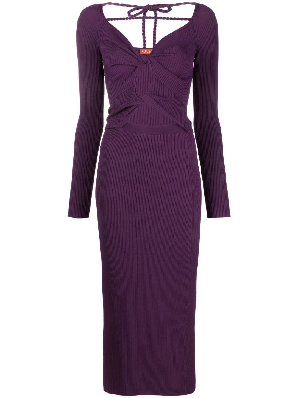 Cut-out long-sleeve maxi dress - Purple