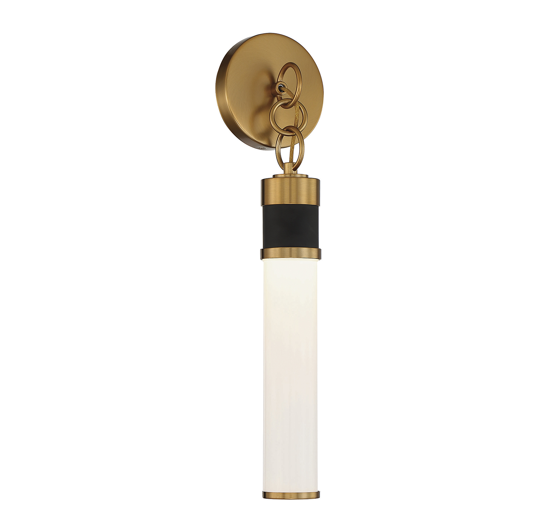 Abel LED Wall Sconce in Matte Black with Warm Brass Accent