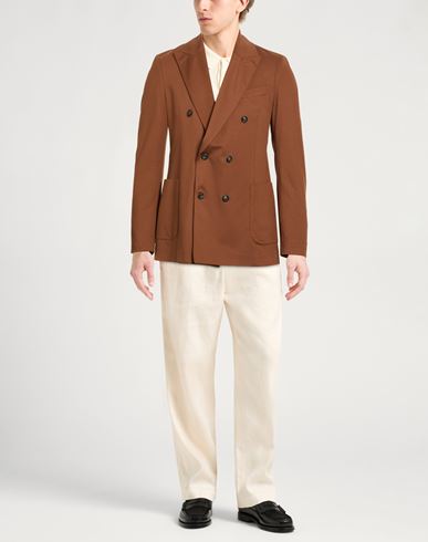 Man Blazer Brown Size 38 Cotton, Elastane