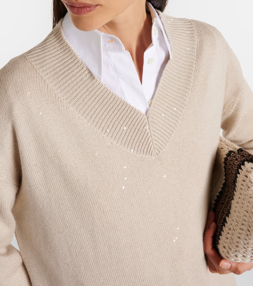 Embellished cashmere and silk sweater