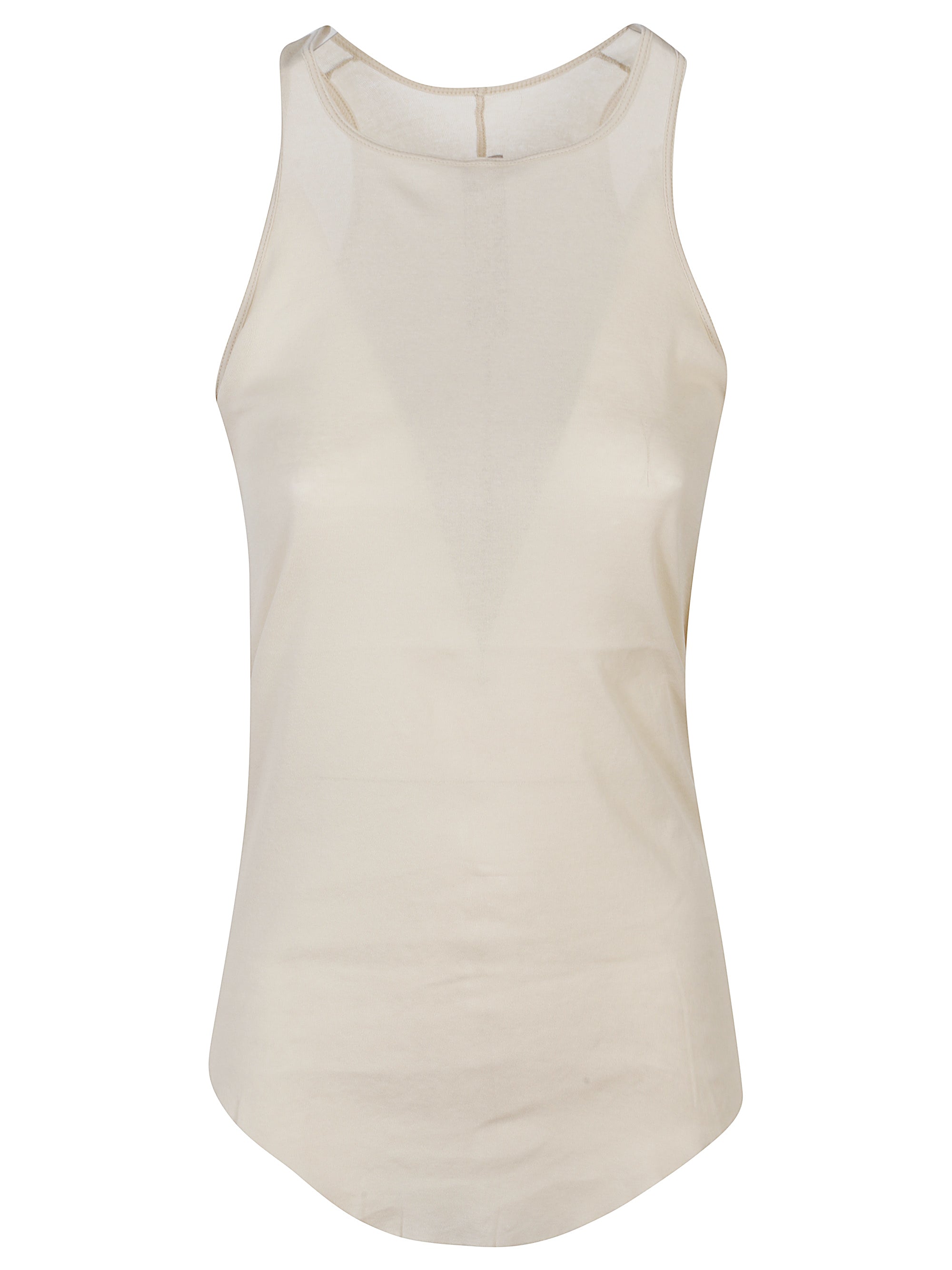 Sleeveless Mini Tank Top with Curved Hem and Signature Back Detail