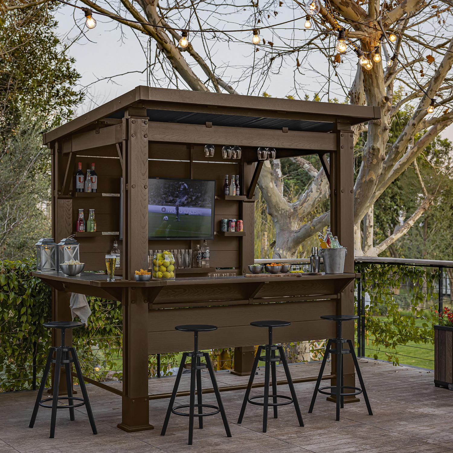 11' x 7' Signature Collection Resin Outdoor Bar Pine Gazebo
